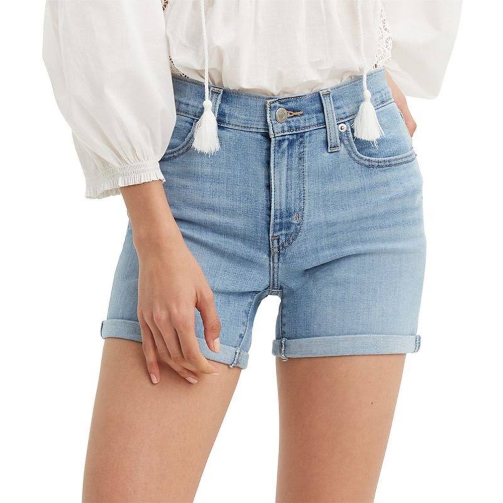 Signature Levi Signature High-Rise Shorts Rolled Cuff No Holes Medium Wash XL